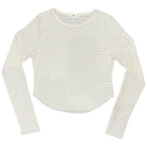 BP. White Eyelet Lace Long-Sleeve Blouse